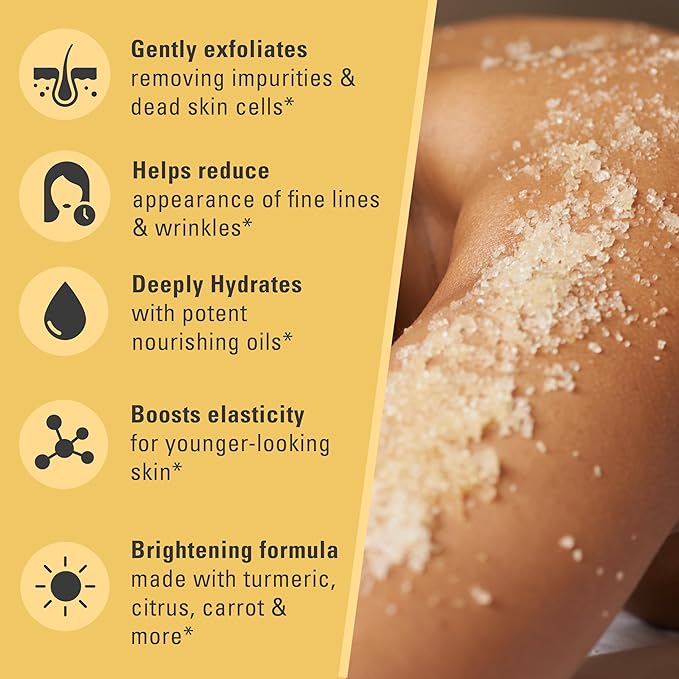 Exfoliating Turmeric Scrub and Skin Exfoliator with Collagen and Coconut Oil, Gently Exfoliates Face, Body, Hands, and Feet, Moisturizing Skincare, 16 oz by M3 Naturals