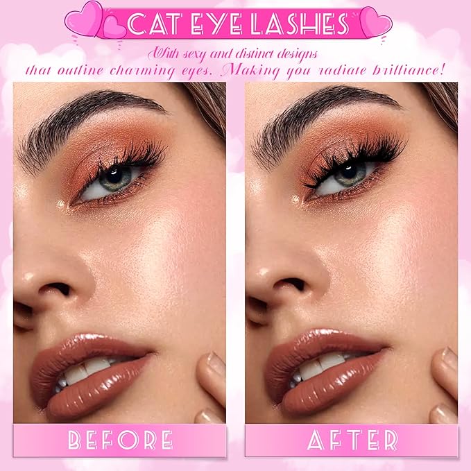 Veleasha Manga Lashes Cat Eye Lashes with Spiky V Shape Clusters 7-16MM C Curl Anime False Eyelashes 100% Handmade Luxurious Faux Mink Eyelashes (Spiky03)