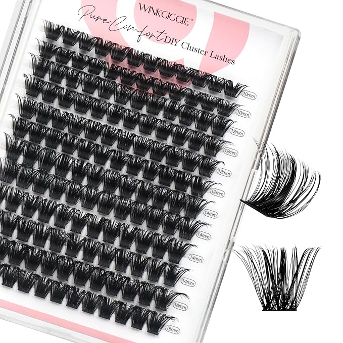 Lash Clusters Volume Wispy Eyelash Clusters, 10-16mm D Curl Natural Lashes Clusters, DIY Individual Lash Extensions with Soft Ultra-thin Band, 144pcs (M02)