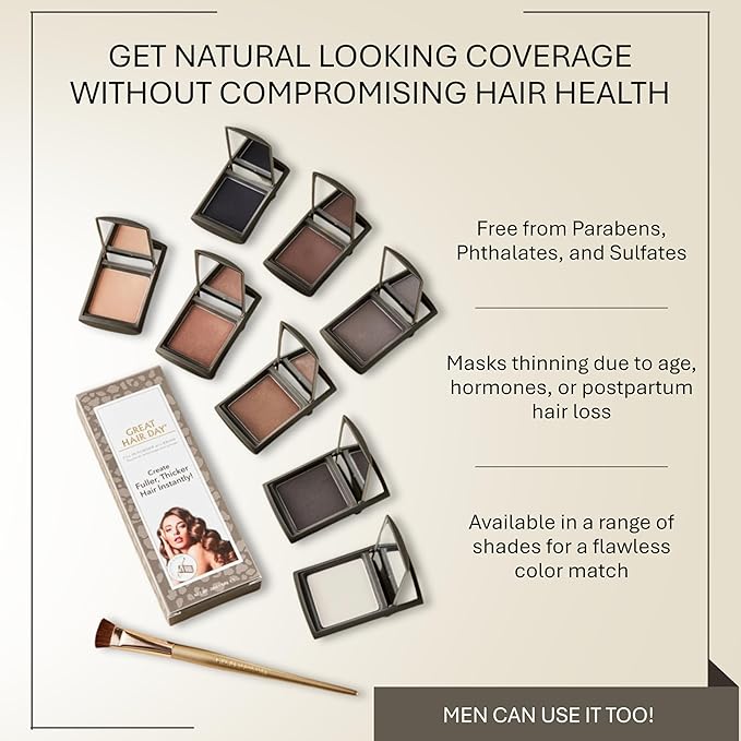 Joan Rivers Great Hair Day Root Touch Up Powder – Fill-in Powder for Thicker, Fuller Looking Hair (Blonde)