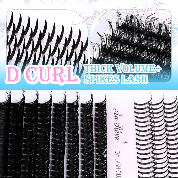 Lash Clusters Spikes Eyelash Clusters with Spiky Cluster 14-20mm Fluffy Volume 80D Individual Lashes Lash Extensions Wispy D Curl Manga Natural Cluster Anime Eyelash Extensions