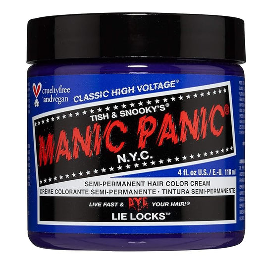 MANIC PANIC Classic Lie Locks Semi Permanent Hair Color - Medium Indigo Purple Hair Dye for Women & Men That Lasts 4-6 Weeks - Vegan, Ammonia & Cruelty-Free - Create & Mix Custom Shades (4oz)