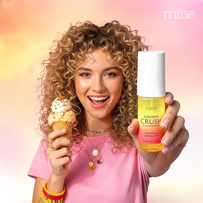 Mine Hair Perfume for Women, Hair and Body Mist - IFRA Safety Certificate, Long Lasting, Lightweight, Freshen Hair, Body & Pillows - Almond & Vanilla Scent - 3.04 oz