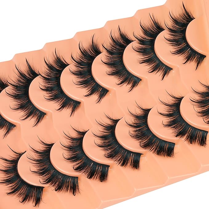 Focipeysa Manga False Eyelashes Wispy Eyelash Pack 18mm Strip Lash C Curly Faux Mink Lashes that Look Like Lash Extensions Natural Wispy False Lash Pack DIY Lash at Home