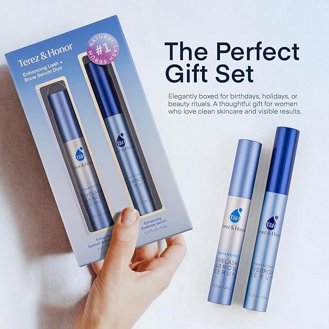 Enhancing Lash & Brow Serum Duo – Eyelash and Eyebrow Growth Serum Set for Fuller, Longer-Looking Lashes & Brows – Made in Korea, Clean & Effective Formula, Gift-Ready Packaging