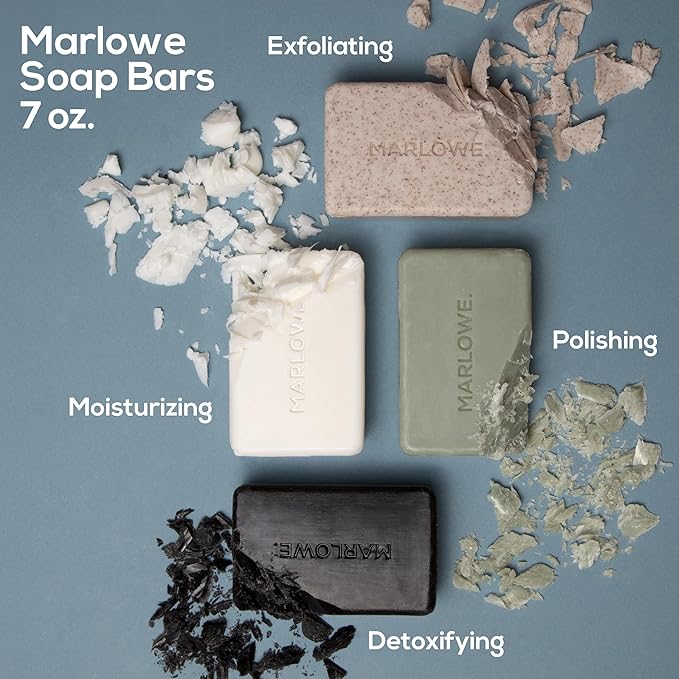 MARLOWE. No. 102 Body Scrub Soap 7 oz, Exfoliating Soap Bar with Shea Butter, Olive Oil & Green Tea Extracts, Cleanses, Smooths & Revitalizes Skin, Original Sage & Fir Scent