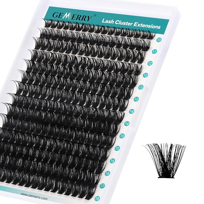 GEMERRY Lash Clusters 280pcs 80D DIY Eyelash Extension D Curl Individual Lash Cluster Natural Eyelash Extension Mixed Tray Reusable Handmade Home Application (80D-0.07D-10-18MIX)