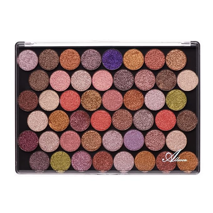 Allwon Large Empty Magnetic Transparent Plastic Eyeshadow Makeup Palette with 20Pcs Adhesive Empty Palette Metal Stickers for Eyeshadow Lipstick Blush Powder