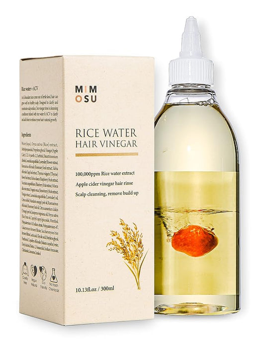 mimosu Apple Cider Vinegar Hair Rinse with Rice Water 10fl.oz, Hair Growth Cleansing Conditioner, Gentle Scalp Cleanser for Build Up, Glycolic Acid Dandruff Treatment