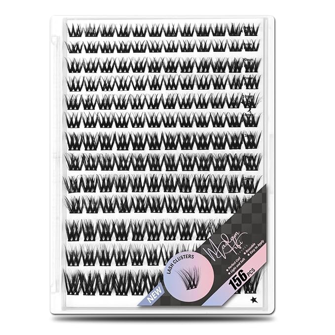Fluffy Lash Clusters, 156 Lightweight Clusters Individual lashes, 8-14mm Individual Lashes DIY Cluster Lashes Extension Soft Comfortable False Eyelashes (Wispy-Mixed)