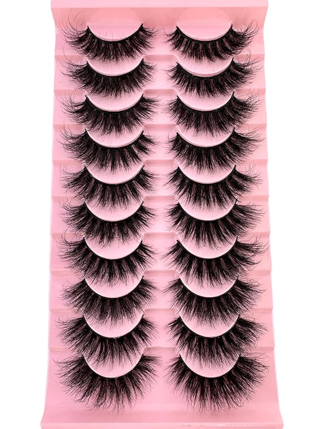 HBZGTLAD New 10 Pairs 3D Mink Lashes False Eyelashes Handmade Wispy Fluffy Long Lashes Natural Eye Makeup Tools Eye Lashes (837)