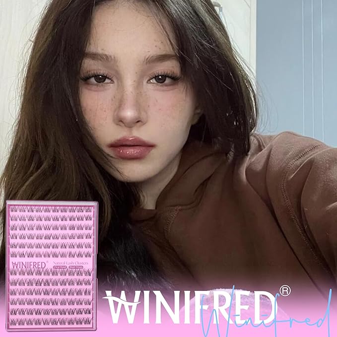Winifred Natural Lash Clusters Wispy Eyelash Clusters 10-12mm Lashes Clusters C Curly Cluster Eyelash Extensions Clear Band Short Individual Lashes Natural Look Lash Extension