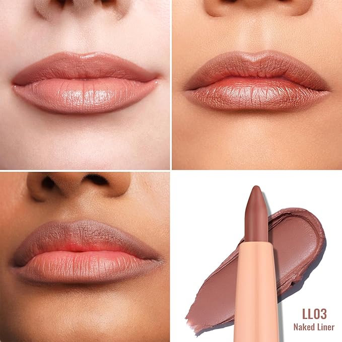 Oulac Waterproof Lipliner Pencil - Smooth and Creamy, Retractable Lip Makeup for Precision Application, Vegan & Cruelty-Free, LL03 Naked Liner
