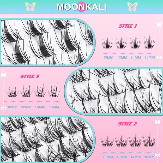 Manga Lash Clusters Wispy Eyelash Clusters 3 Styles Mix Natural Cluster Eyelash Extensions D Curly Soft Individual Lashes 10-16 mm Versatile Invisible Band Eyelashes Clusters Extension by MOONKALI