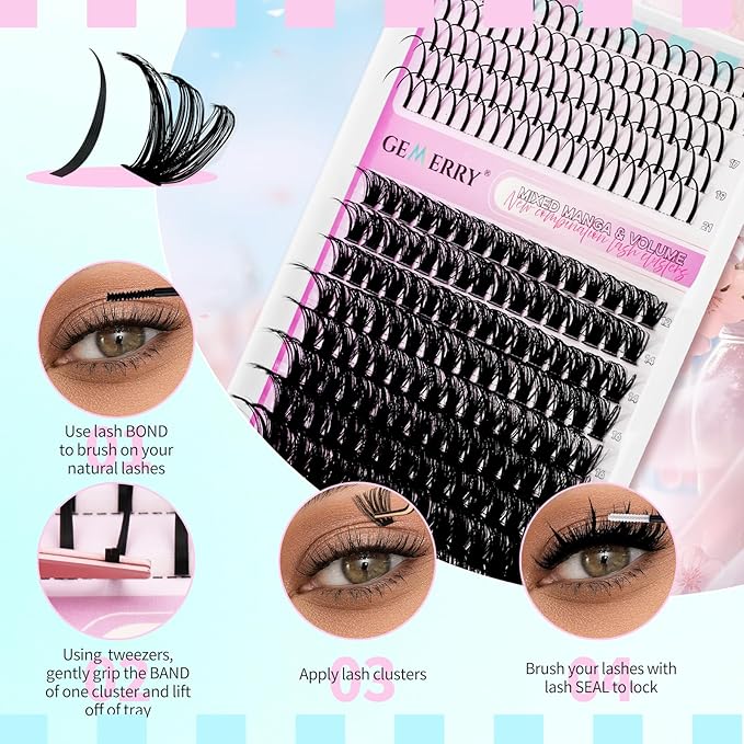 Lash Clusters with Spikes 80D Long 12-21mm Cluster Eyelash Extensions DIY Wispy Natural Lash Clusters Spiky Individual Lashes Eyelashes Mink by GEMERRY