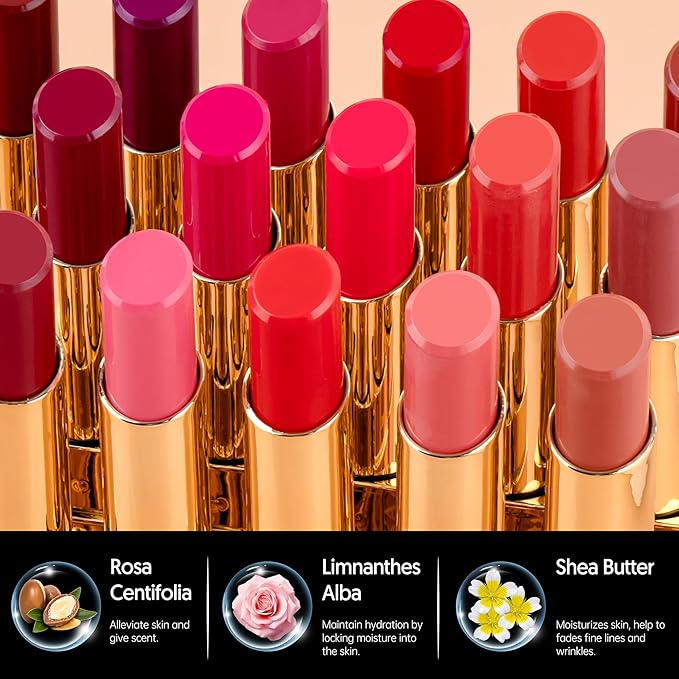 3Pc Moisture Lipsticks for Women Nude Pink Hot Pink Lipstick Hydrate Tinted Lip Balm for Dry Cracked Lips Glossy Lip Color, MA55/62/56