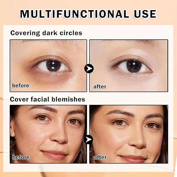 2PCS Under Eye Concealer for Dark Circles Color Correcting,Pro Concealer Full Coverage Tattoo Cover up Makeup,Long-lasting Corrector de Ojeras (2PCS - 01 Chantill)