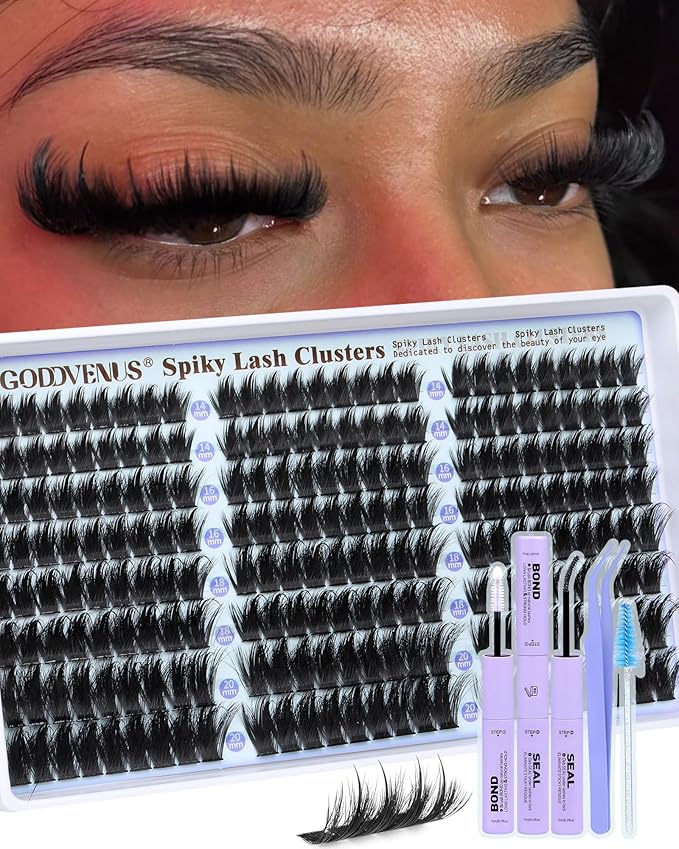 Manga Lashes Clusters with Spikes Messy Wispy Volume Eyelash Clusters Kit Fairy D Curl Cluster Eyelash Extensions Kit Waterproof Fluffy Anime DIY Individual Lash Cluster Extension (14-20mm)