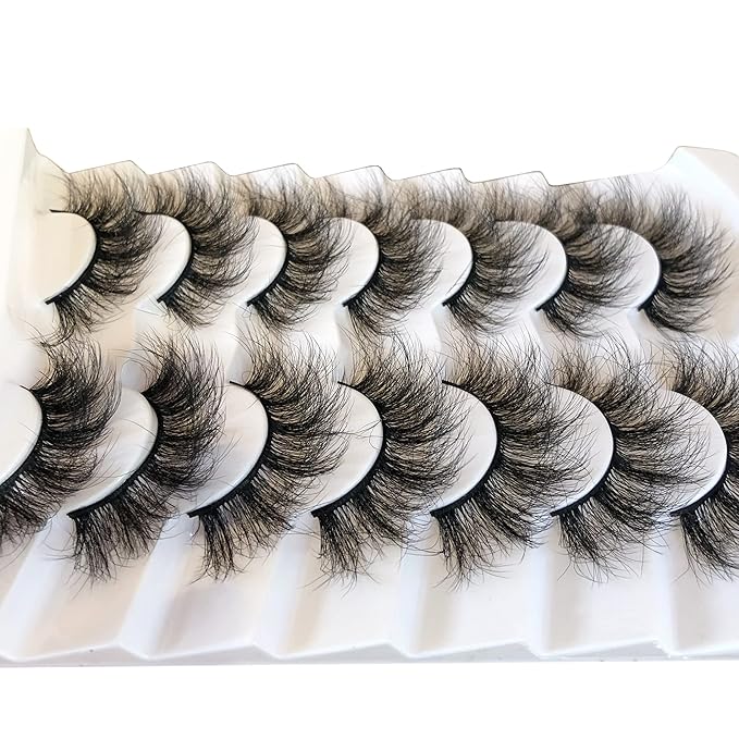 Pooplunch False Eyelashes Faux Mink Eye Lashes Volume 20MM Long Sexy Dramatic 8D Fake Eyelashes Strips 7 Pairs Pack