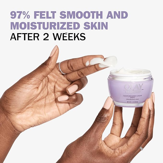 Olay Face Moisturizer, Anti-Aging Night Cream for Women - Fragrance-Free Skin Care, Instant Hydration, Anti-Wrinkle, Reduces Fine Lines, Exfoliates, Smooths Texture - Niacinamide, Amino Pepitde, 1.7Oz