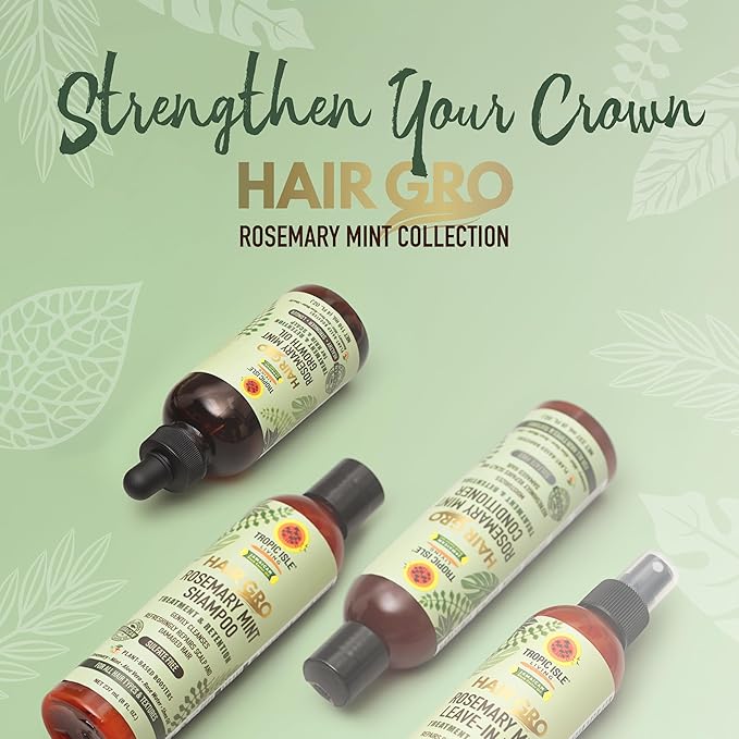Tropic Isle Living Rosemary Mint Leave-In Conditioner 8oz/ 237ml - Detangles, Moisturizes, Repairs Scalp and Damaged Hair with Natural Formula, Suitable for All Hair Types, Cruelty-Free