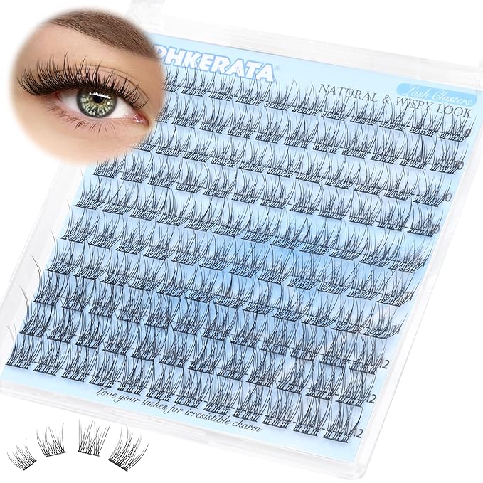 Natural Lash Clusters Wispy Cluster Eyelash Extensions 120 pcs Individual Lashes DIY C Curvature Eyelash Clusters 9-12 mm Natural Lashes Clusters