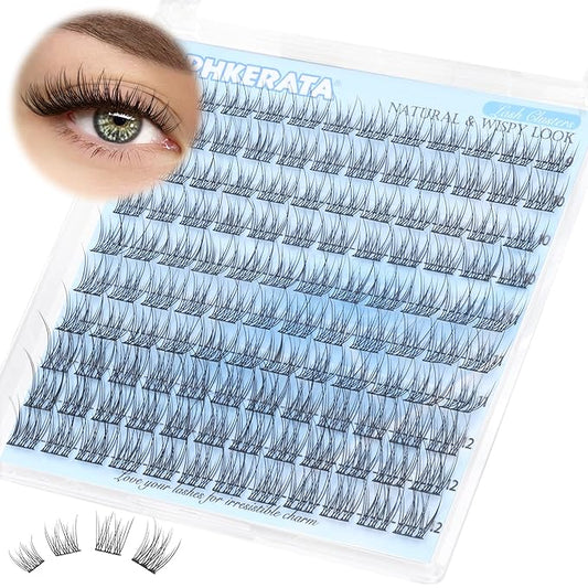 Natural Lash Clusters Wispy Cluster Eyelash Extensions 120 pcs Individual Lashes DIY C Curvature Eyelash Clusters 9-12 mm Natural Lashes Clusters