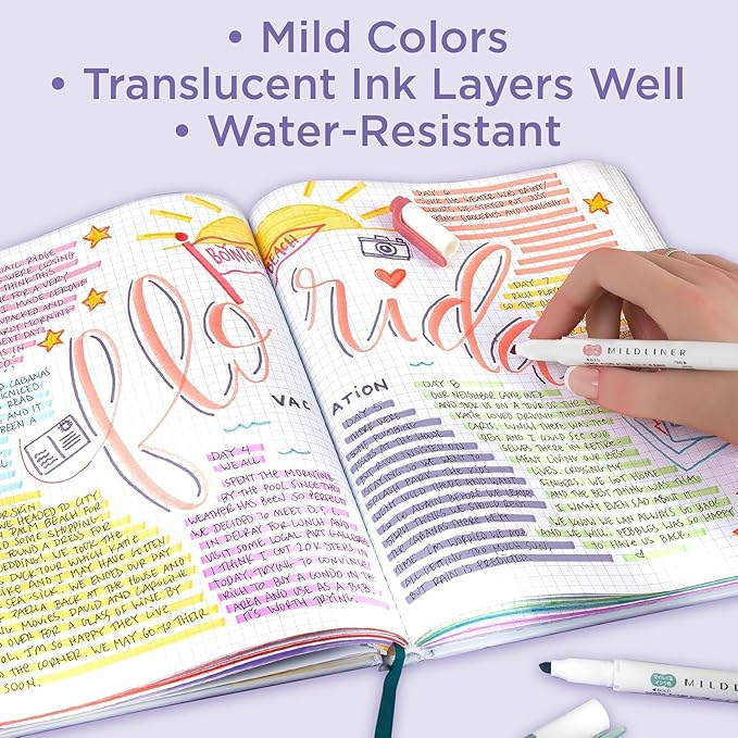 Zebra Pen Mildliner Dual-Tip Highlighters, Broad and Fine Tips, Ideal for Bible Highlighting, No Bleed, School Supplies and Teacher Supplies, Assorted Ink in Easel Back Carrying Case, 25-Pack (78025)