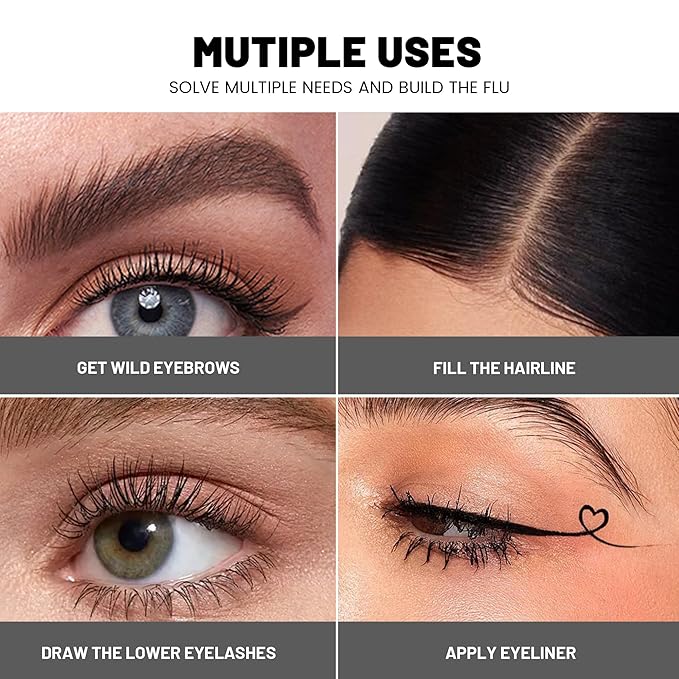 Pudaier 2 Pack 2 Fine Tip Eyebrow Pen, Waterproof Filling Faux Brow Makeup Pencils for Women with Precise Curved Brush-Tip to Fast Create Natural Hair-Like Brows, Last All-Day (Cool Brown)