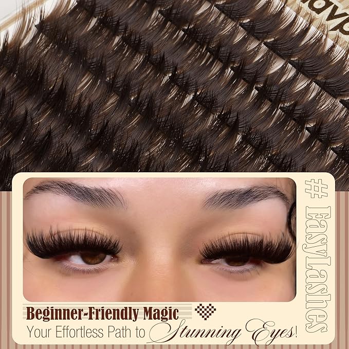 Brown Eyelash Clusters Wispy Volume Cluster Lashes Faux Mink Lash Clusters Fluffy Cluster Eyelash Extensions Thick Lash Extensions Dark Brown Individual Lashes Clusters (108PCS, CC Curve, 10-16MM)