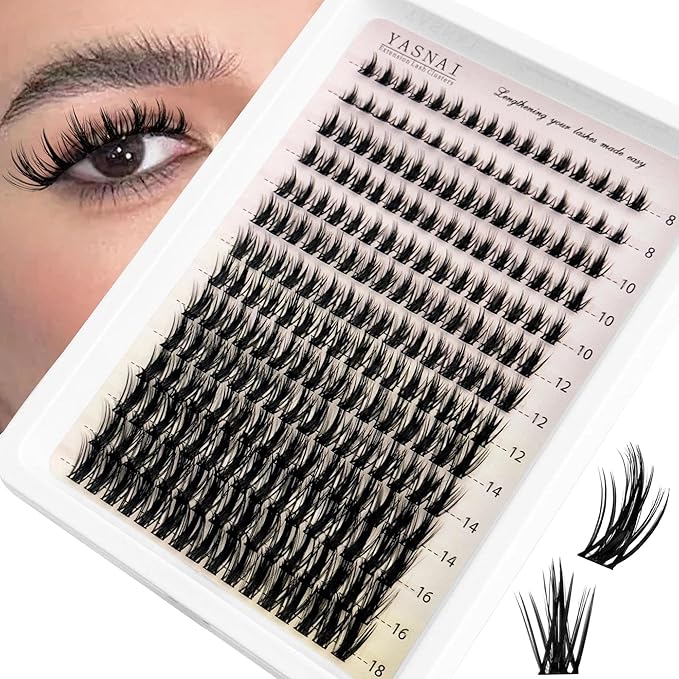 Manga Lashes Clusters YASNAI Wispy Lash Cluster Extensions 224Pcs Anime Eyelash Clusters CC-Curly Spikes Natural Look 8-16MM Fairy Cluster Individual Lash Pack