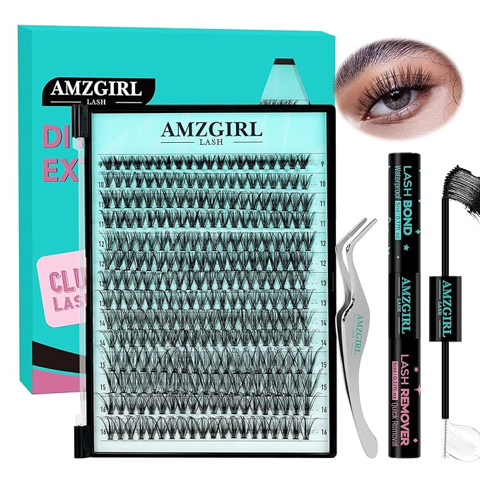 Lash Extension Kit 280PCS Eyelash Clusters 30D DIY Eyelash Extension Kit Individual Lashes Natural Lash Clusters Kit with Lash Bond and Remover, Lash Tweezers(D-Mix9-16mm Kit)
