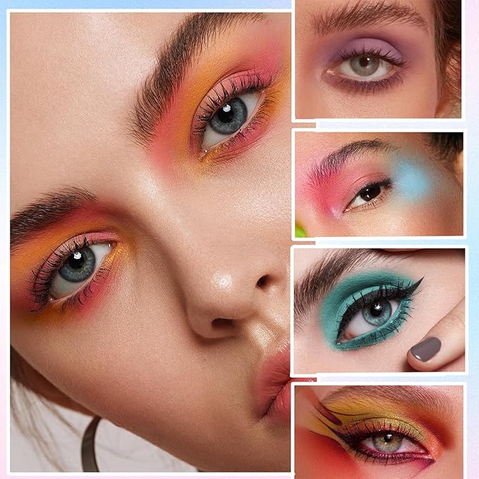 K'APEINE Colorful Eyeshadow Palette, 15 Colors Eyeshadows Neon Matte Eye Shadow Candy Color High Pigmented Shadow Set Long Lasting Eye Makeup Cosmetics Set for Party,Music Festival, Stage Performance