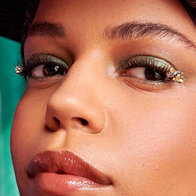 imPRESS X WICKED: FOR GOOD Press On Self Adhesive Eyelashes, ‘Tap to Bubble’, 8mm-10mm Natural Volume Press On Lashes, Multicolored Glitter, 12 Lash Clusters & Non-Stick Mini Applicator