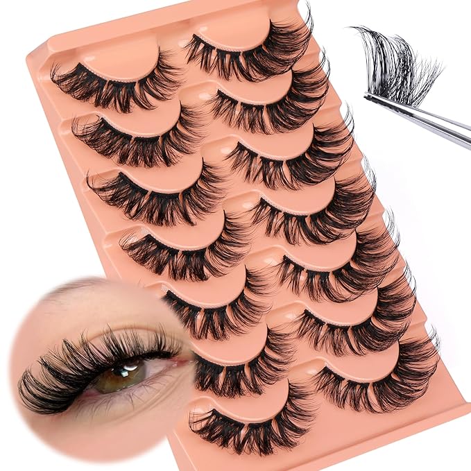 Lash Clusters Natural Look Individual Eyelashes D-Curly Volumious Lashes Extension DIY Cluster Eyelashes that Look Like Extensions by Eefofnn