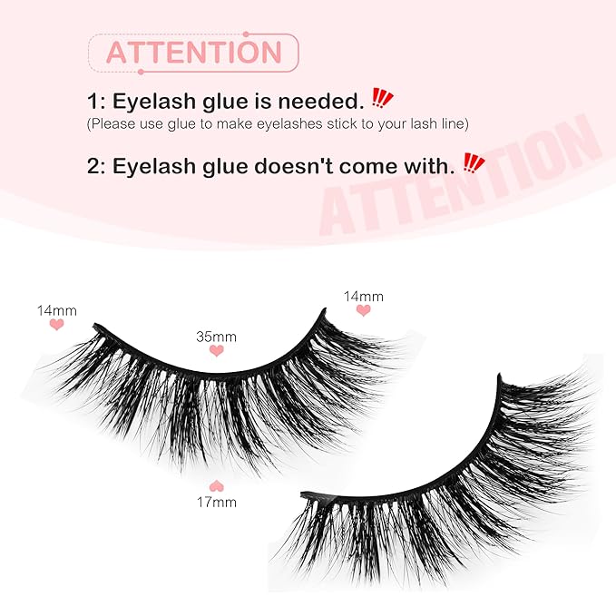 False Eyelashes Manga Anime Lashes Wispy Volume Fake Lashes Invisible Band for Cosplay 8 Pairs Faux Mink Natural Look Spiky Eyelash Strips 17MM (Bright Sexy)