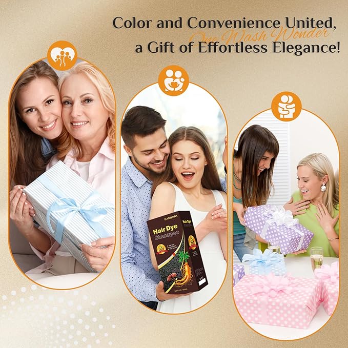 Chestnut Brown Hair Dye Shampoo for Women & Men - 3-in-1 Coloring, Conditioning & Gray Coverage, Instant Color Shampoo Hair Dye, Gentle Covers Gray Hair in Minutes, Color Treated Hair, 16.9 Fl Oz