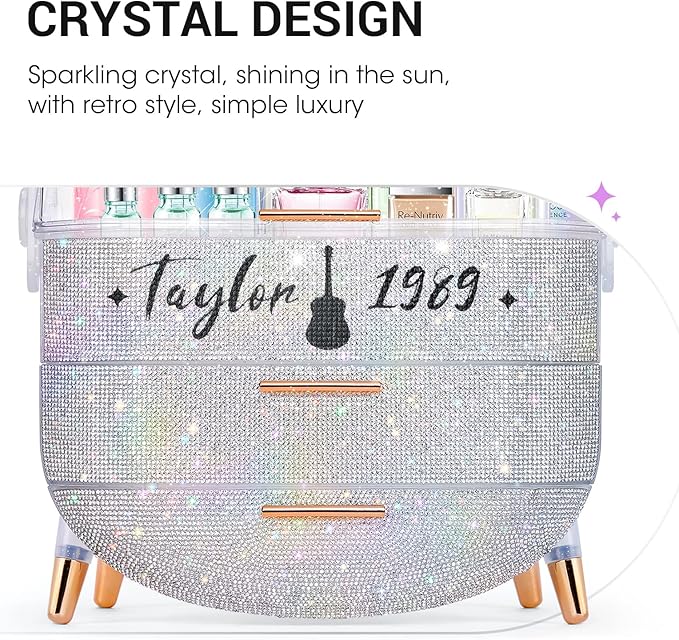 Teen Girls Gift Makeup Organizer,Skincare Organizer Jewelry Storage,Cosmetics Storage and Display Case,Make Up Holders and Organizers for Countertop,Bathroom Organizer (Text)