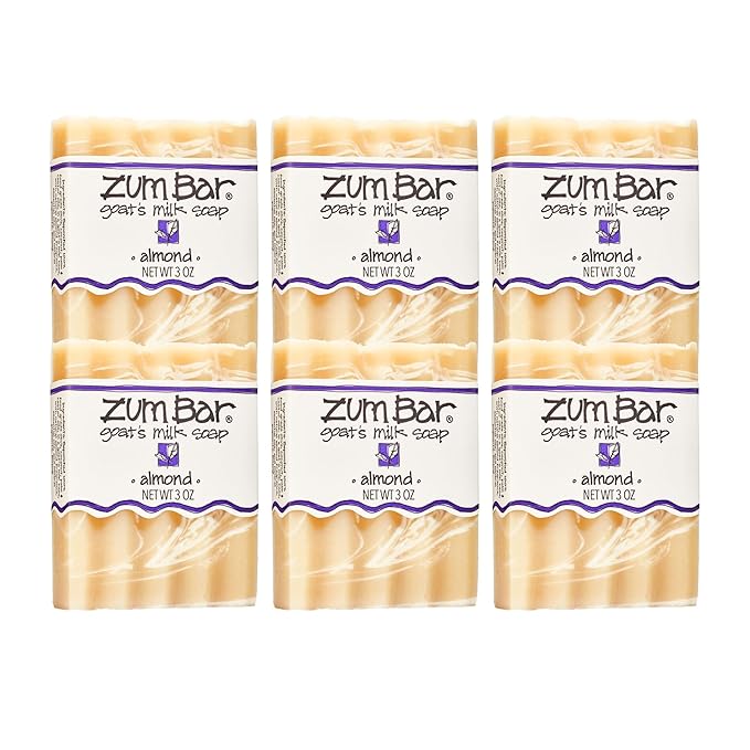 Zum Indigo Wild Goat's Milk Soap Bar - Bar Soap for Hands & Body Made with Essential Oils - 3 oz - Almond (6 Pack)