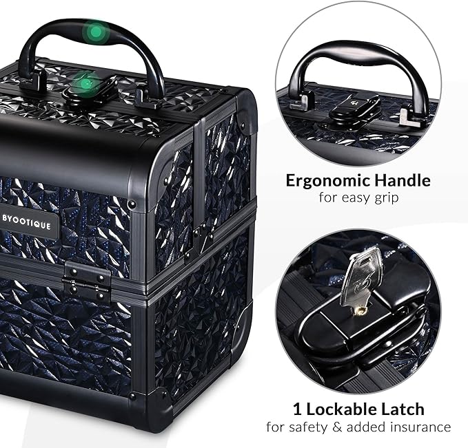 BYOOTIQUE Makeup Train Case Kit with Cube Case Cosmetic Organizer Mermaid Black