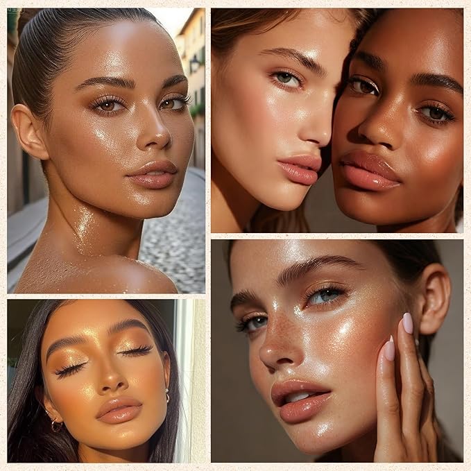 Highlighter Makeup Palette Shimmer Face Body Illuminator Glitter Highlighter Makeup Kit Long Lasting Highly Pigmented Highlighters Makeup Palette #2 Blossom Pink