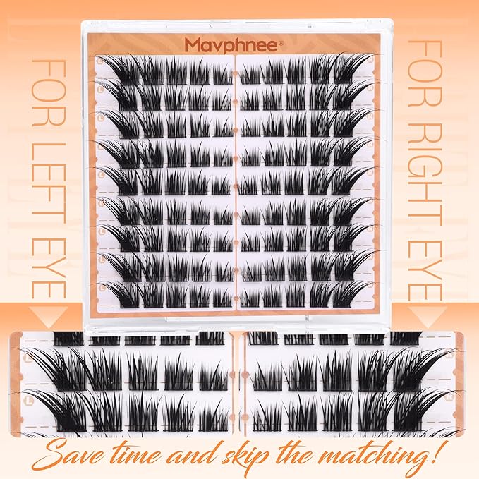 Mavphnee Fox Eye Lash Clusters LC-Curly Eyelash Clusters Wet Look Cat Eye Lash Extensions Fairy Cluster Eyelash Extensions Left & Right Cluster Lashes 90 Pcs DIY Lash at Home