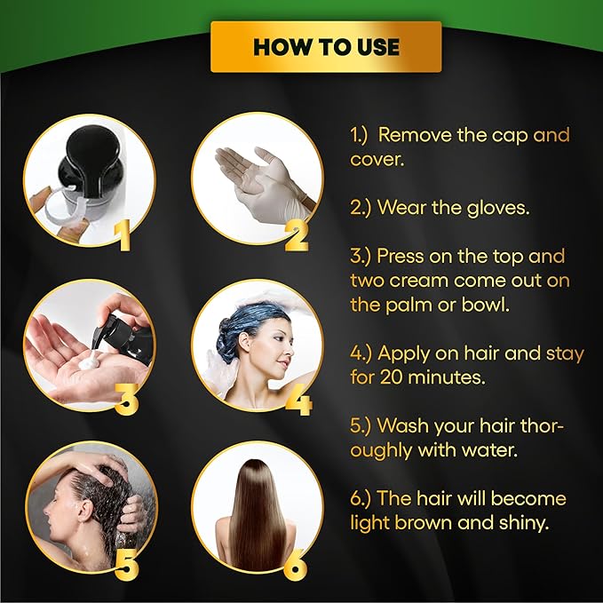 Ammonia-Free & Paraben Free Herbal Hair Shampoo - Hair Dye Shampoo for Women & Men - Natural Color and Herbal Nourishment - No Stain on Skin - Light Brown (200 ml)