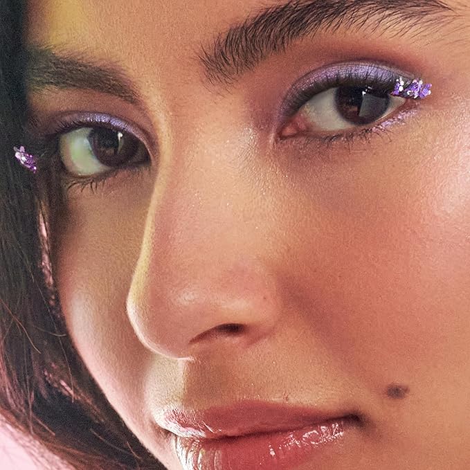 imPRESS X WICKED: FOR GOOD Press On Self Adhesive Eyelashes, ‘Forever My Friend’, 8mm-10mm Natural Volume Press On Lashes, Purple Glitter, 12 Lash Clusters & Non-Stick Mini Applicator