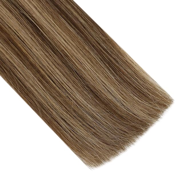 Full Shine U Tip Human Hair Extensions Color 4 Medium Brown Ombre 24 Blonde and 4 Keratin Tip Hair Extensions Real Human Hair 22 Inch Long Straight Remy Hair 50 Grams