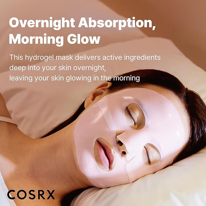 COSRX Pink Peptides Collagen Lifting Glow Hydrogel Face Masks Skincare 3 EA, Collagen Face Mask, Travel Essentials, Overnight Face Mask, Korean SkinCare, Stocking stuffers for women