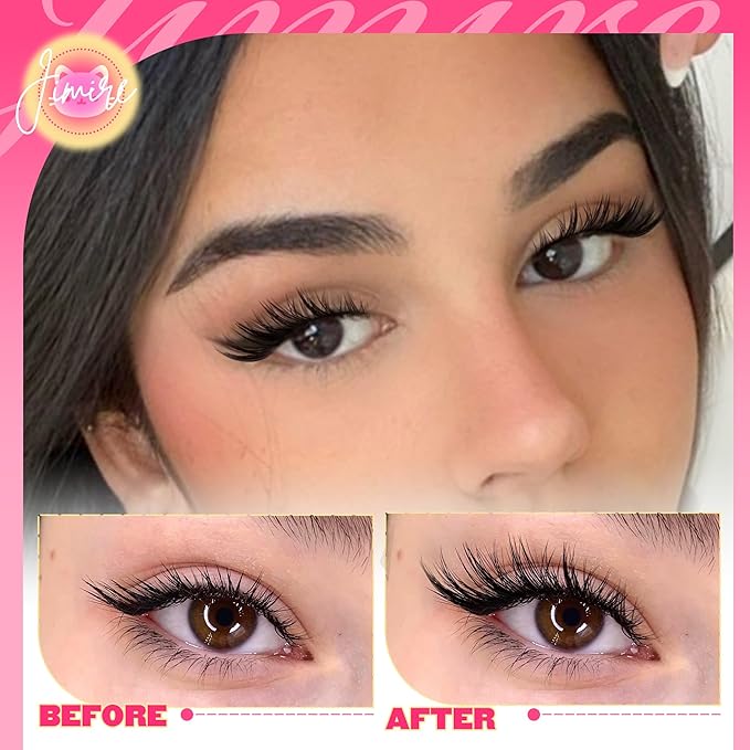 JIMIRE Lash Clusters Kit Wispy Lash Extension Kit 10-16MM Manga Eyelash Clusters Left Right DIY Eyelash Extension Kit with Lash Bond and Seal Soft D-Curly Lashes Clusters 132Pcs