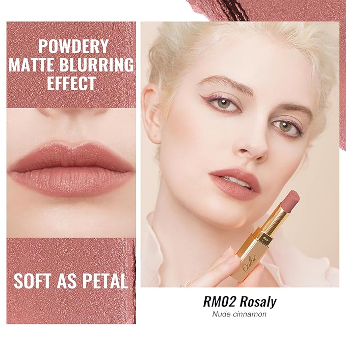 Oulac Matte Lipsticks for Women Set, Silky Velvet Matte Lipstick, Soft Smooth Texture, High Impact Lip Color, Not Dry Lightweight Formula Infused with Vitamin E, Vegan RM02+03+04
