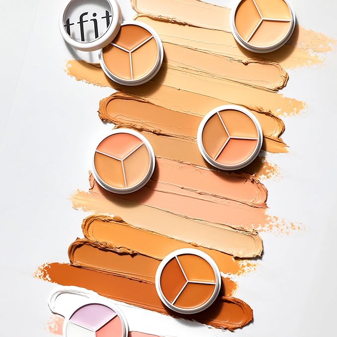 Multi-Use Pot Concealer - Triple Palette | High-Pigmented, Full Coverage & Crease-Proof | Korean Concealer for Dark Circles, Redness & Blemishes (04 Dark, 0.52 Oz)