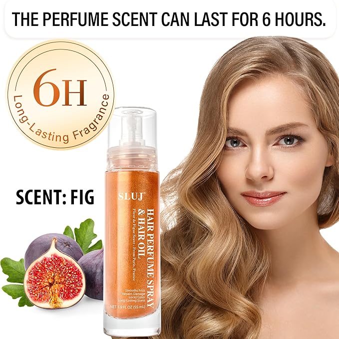 SLUJ Hair Perfume for Women - Hair Mist with Argan Oil & Bronze Shimmer, Lightweight Hair Oil Spray for Dry Hair, Heat Protection Spray for Hair, Long Lasting Hair Scent